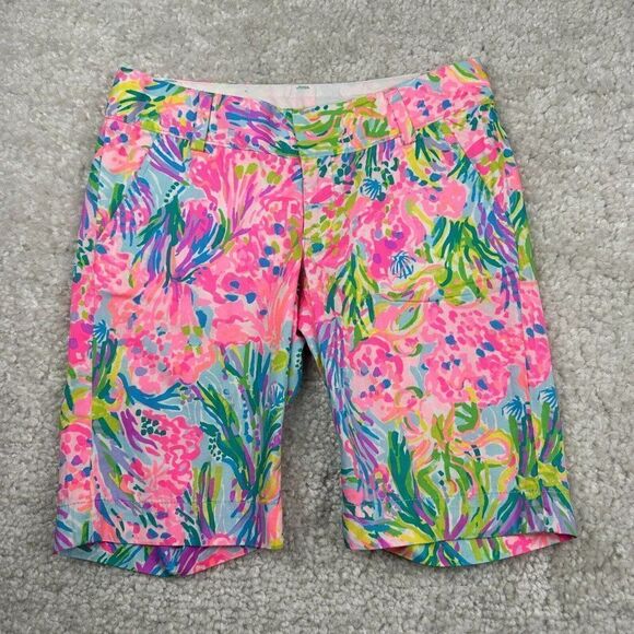 Lilly Pulitzer The Chipper Short Fan Sea Pants Pink NEW - Picture 2 of 14